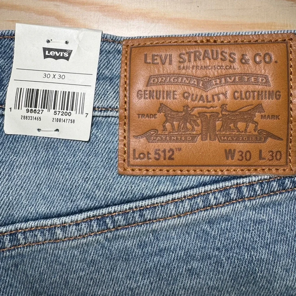 Levis‎ 512 Jeans 30x30 Selvedge Mens Slim Taper Light Wash Stretch Denim